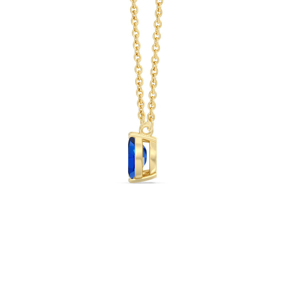 Toi et Moi Created Sapphire Marquise and Emerald Diamond Necklace with 14KT Yellow Gold Cut Diamond in 14KT Yellow Gold view 2
