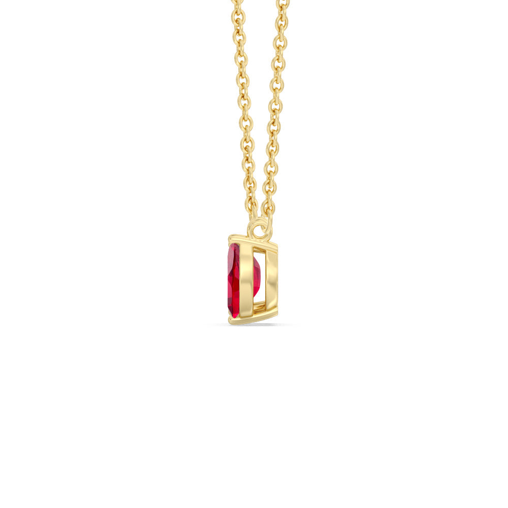 Toi et Moi Created Ruby Marquise and Emerald Diamond Necklace with 14KT Yellow Gold Cut Diamond in 14KT Yellow Gold view 2

