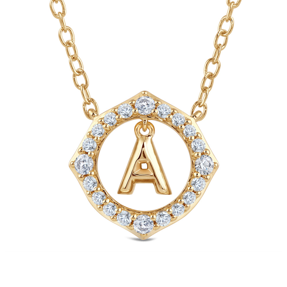 Signature Letter A Necklace with 14KT Yellow Gold / Lab / 1/5 Cut Diamond in 14KT Yellow Gold / Lab / 1/5 view 2
