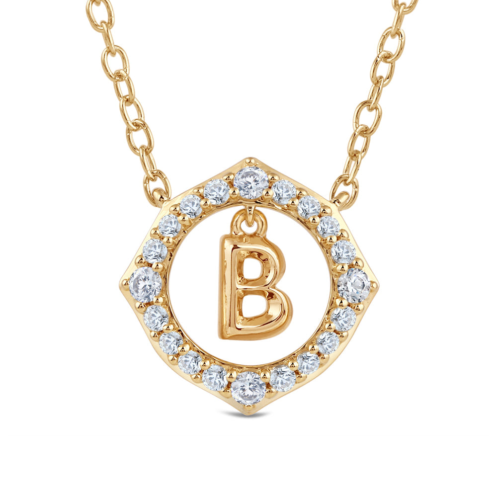 Signature Letter B Necklace with 14KT Yellow Gold / Lab / 1/5 Cut Diamond in 14KT Yellow Gold / Lab / 1/5 view 2
