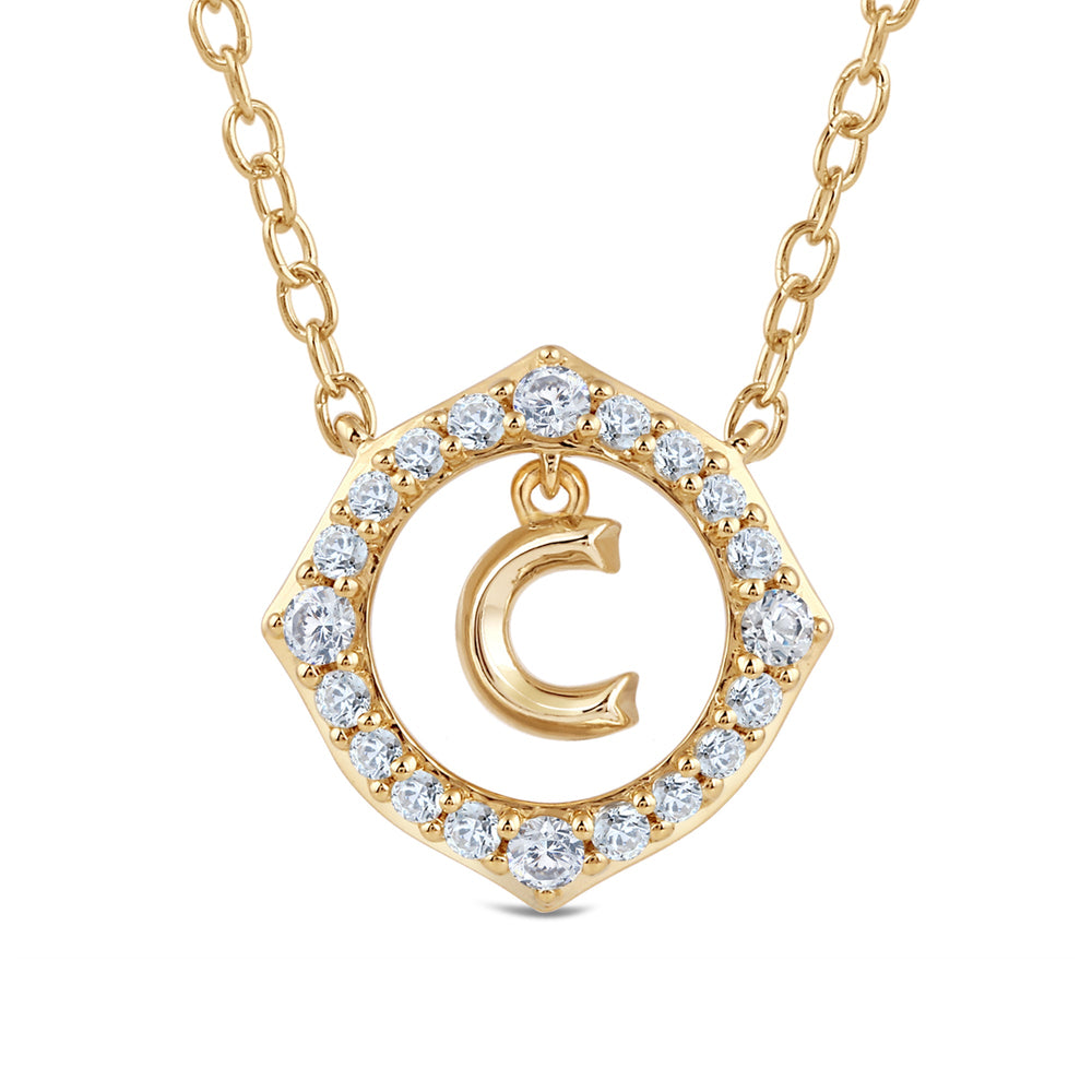 Signature Letter C Necklace with 14KT Yellow Gold / Lab / 1/5 Cut Diamond in 14KT Yellow Gold / Lab / 1/5 view 2
