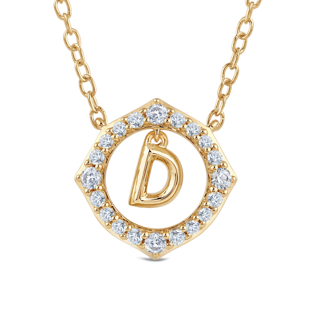 Signature Letter D Necklace with 14KT Yellow Gold / Lab / 1/5 Cut Diamond in 14KT Yellow Gold / Lab / 1/5 view 2
