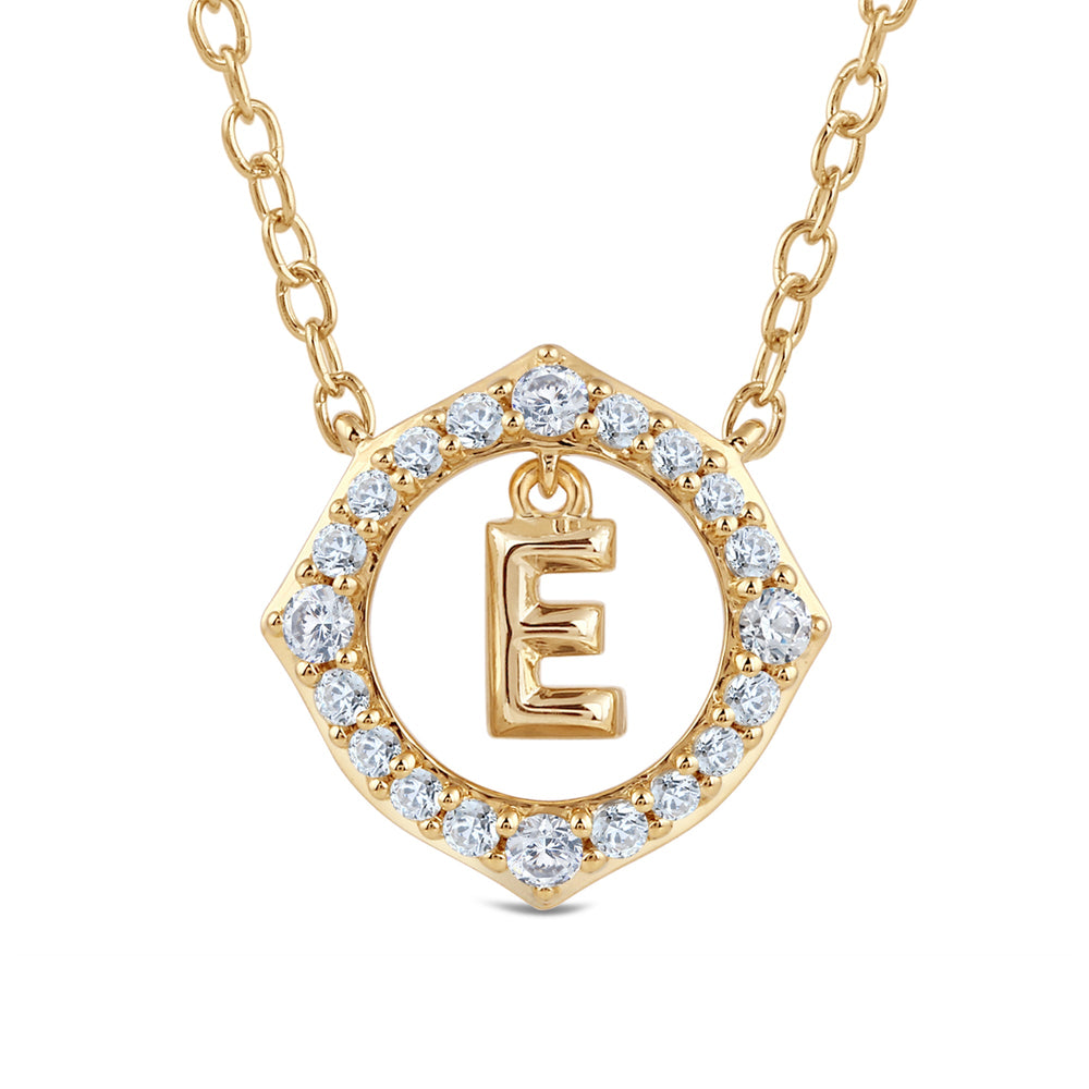Signature Letter E Necklace with 14KT Yellow Gold / Lab / 1/5 Cut Diamond in 14KT Yellow Gold / Lab / 1/5 view 2
