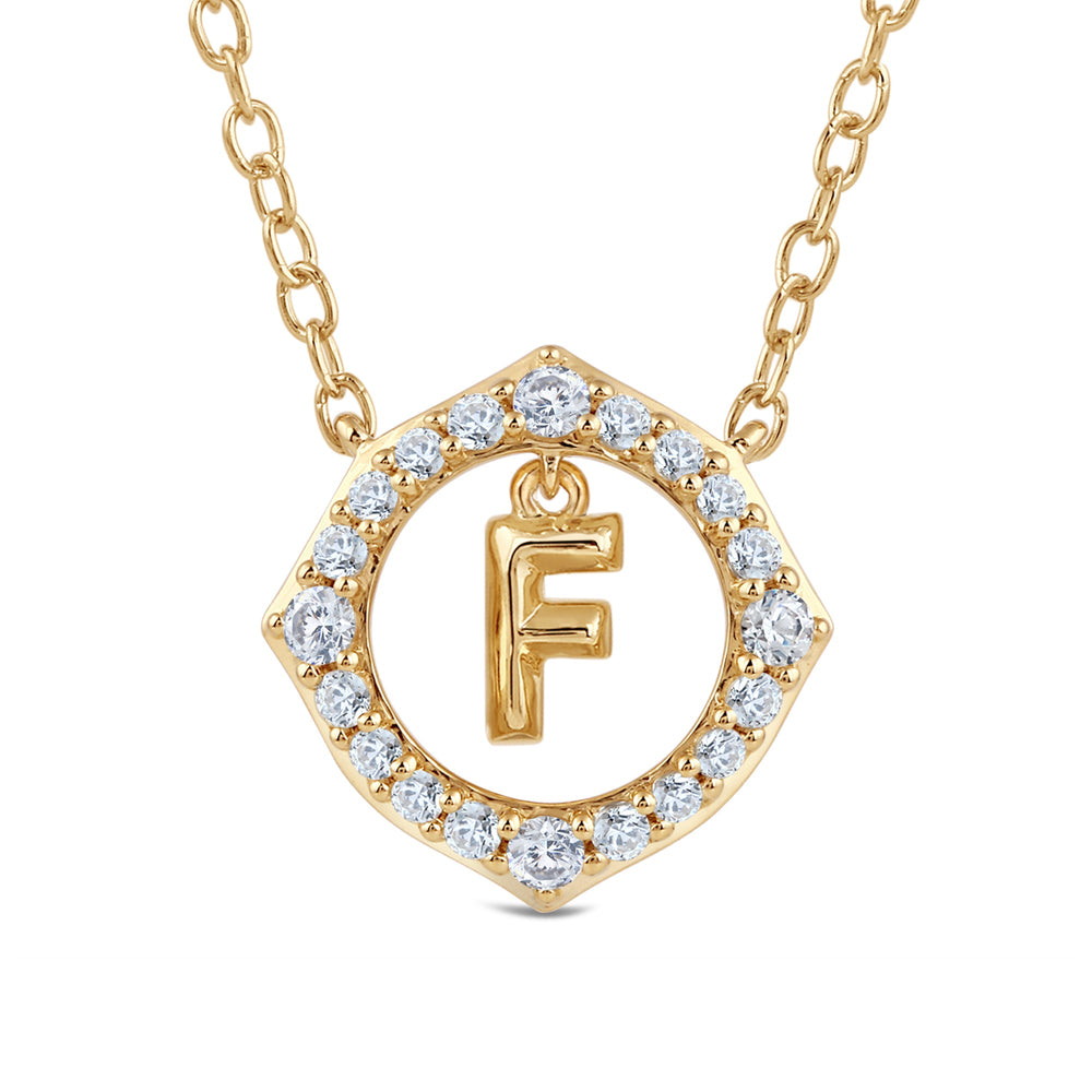 Signature Letter F Necklace with 14KT Yellow Gold / Lab / 1/5 Cut Diamond in 14KT Yellow Gold / Lab / 1/5 view 2

