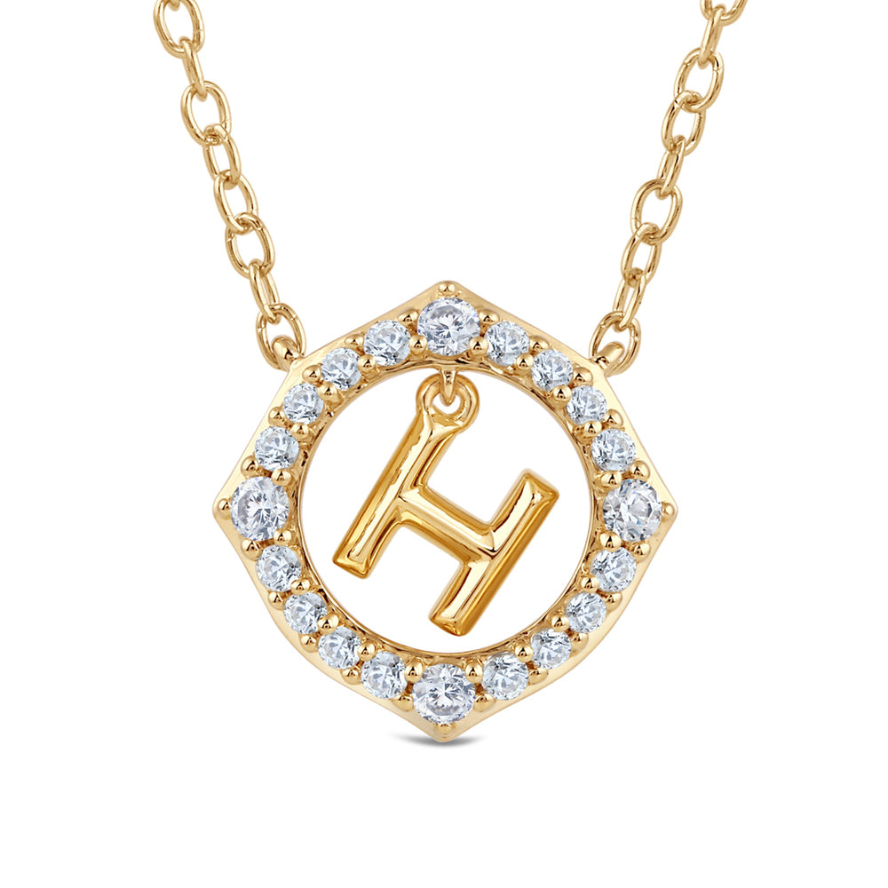 Signature Letter H Necklace with 14KT Yellow Gold / Lab / 1/5 Cut Diamond in 14KT Yellow Gold / Lab / 1/5 view 2
