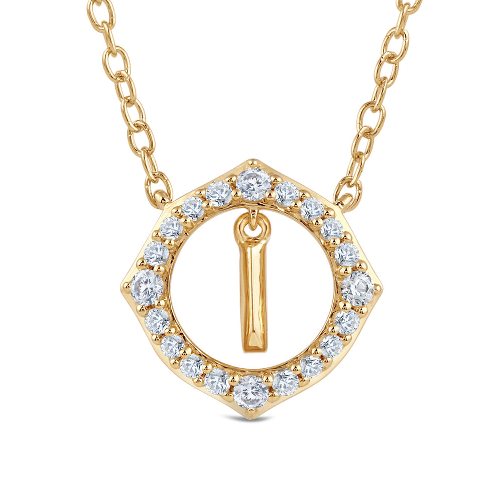 Signature Letter I Necklace with 14KT Yellow Gold / Lab / 1/5 Cut Diamond in 14KT Yellow Gold / Lab / 1/5 view 2
