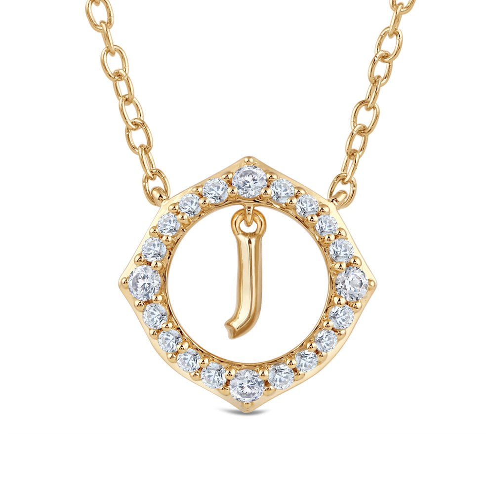Signature Letter J Necklace with 14KT Yellow Gold / Lab / 1/5 Cut Diamond in 14KT Yellow Gold / Lab / 1/5 view 2
