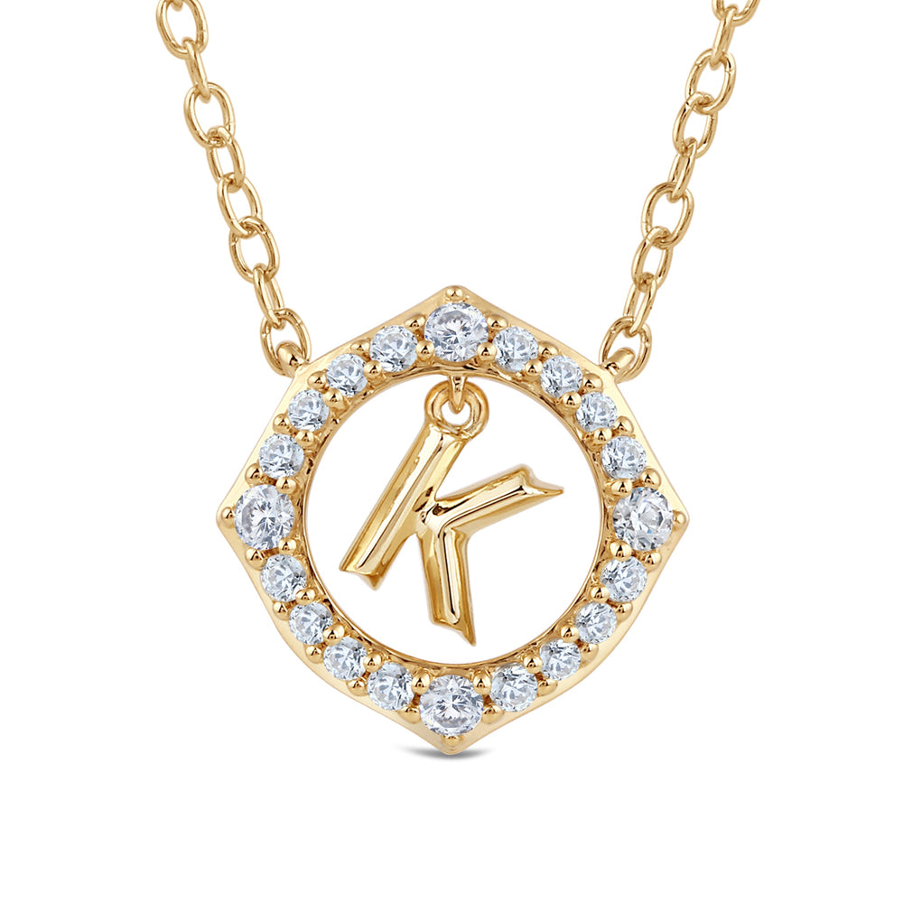 Signature Letter K Necklace with 14KT Yellow Gold / Lab / 1/5 Cut Diamond in 14KT Yellow Gold / Lab / 1/5 view 2
