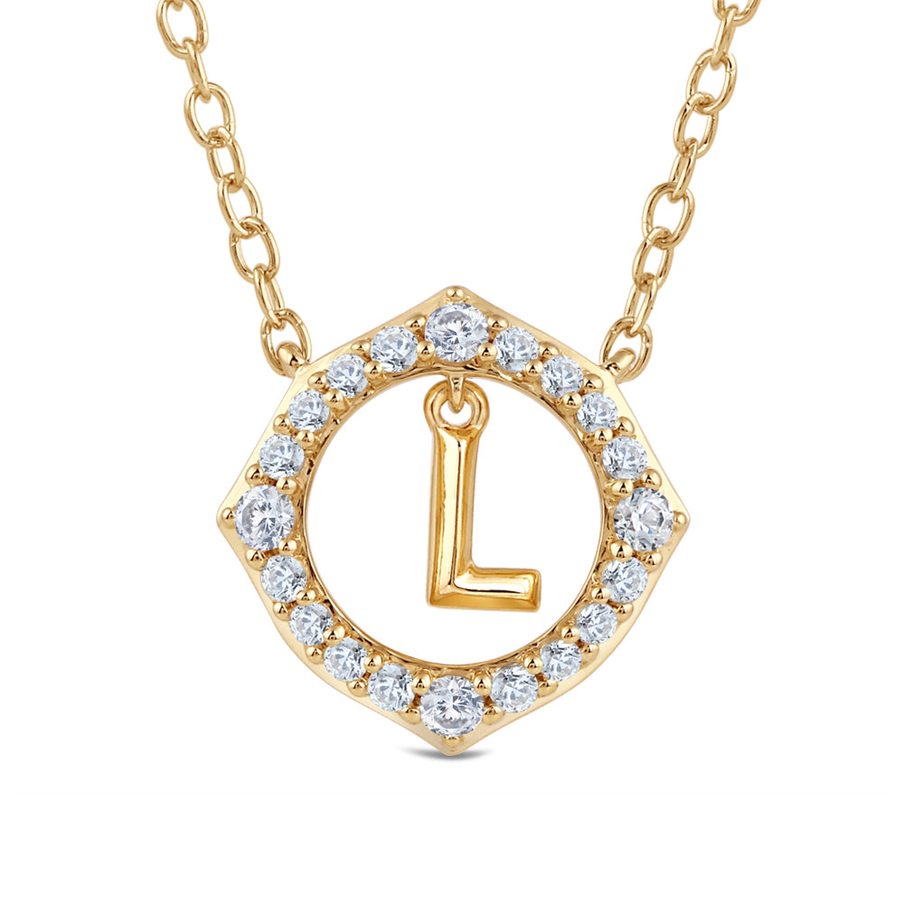 Signature Letter L Necklace with 14KT Yellow Gold / Lab / 1/5 Cut Diamond in 14KT Yellow Gold / Lab / 1/5 view 2
