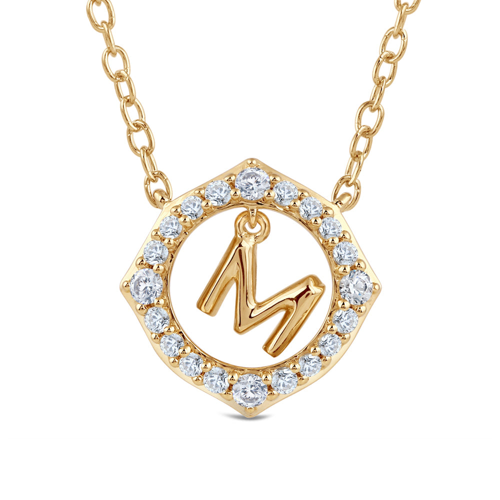 Signature Letter M Necklace with 14KT Yellow Gold / Lab / 1/5 Cut Diamond in 14KT Yellow Gold / Lab / 1/5 view 2

