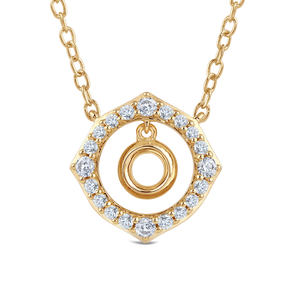 Signature Letter O Necklace with 14KT Yellow Gold / Lab / 1/5 Cut Diamond in 14KT Yellow Gold / Lab / 1/5 view 2
