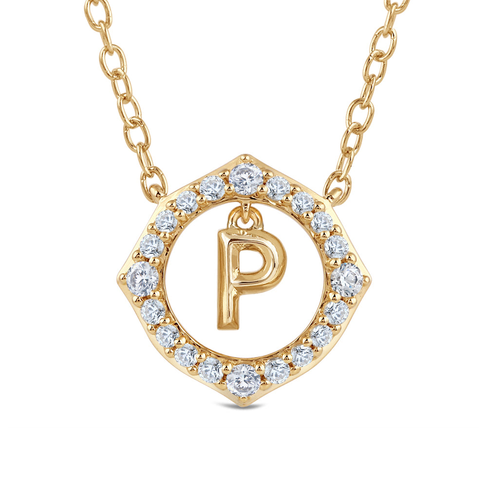 Signature Letter P Necklace with 14KT Yellow Gold / Lab / 1/5 Cut Diamond in 14KT Yellow Gold / Lab / 1/5 view 2
