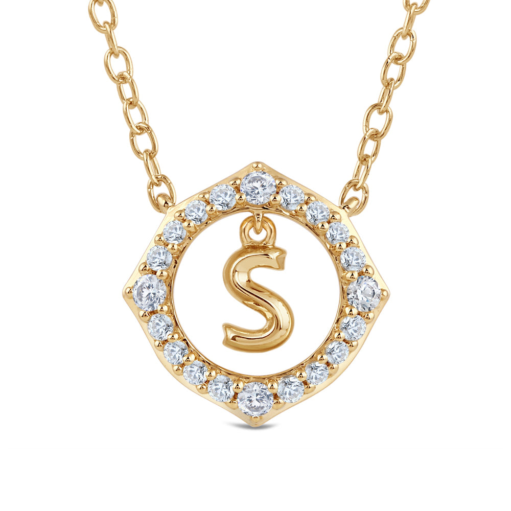 Signature Letter S Necklace with 14KT Yellow Gold / Lab / 1/5 Cut Diamond in 14KT Yellow Gold / Lab / 1/5 view 2
