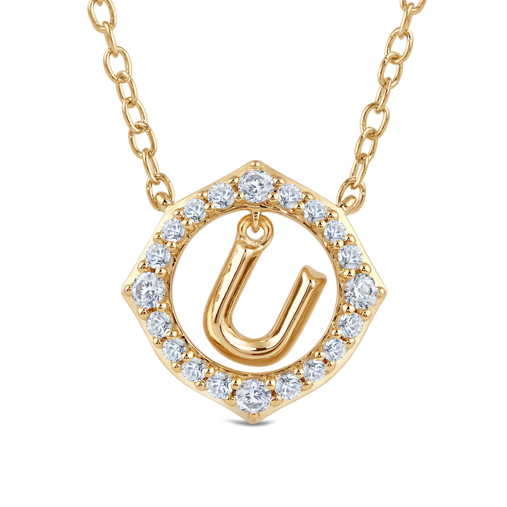 Signature Letter U Necklace with 14KT Yellow Gold / Lab / 1/5 Cut Diamond in 14KT Yellow Gold / Lab / 1/5 view 2
