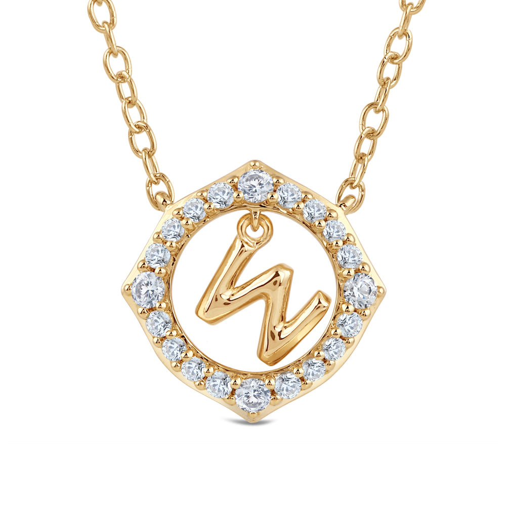 Signature Letter W Necklace with 14KT Yellow Gold / Lab / 1/5 Cut Diamond in 14KT Yellow Gold / Lab / 1/5 view 2
