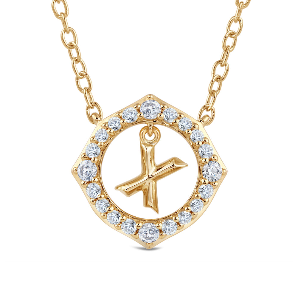 Signature Letter X Necklace with 14KT Yellow Gold / Lab / 1/5 Cut Diamond in 14KT Yellow Gold / Lab / 1/5 view 2
