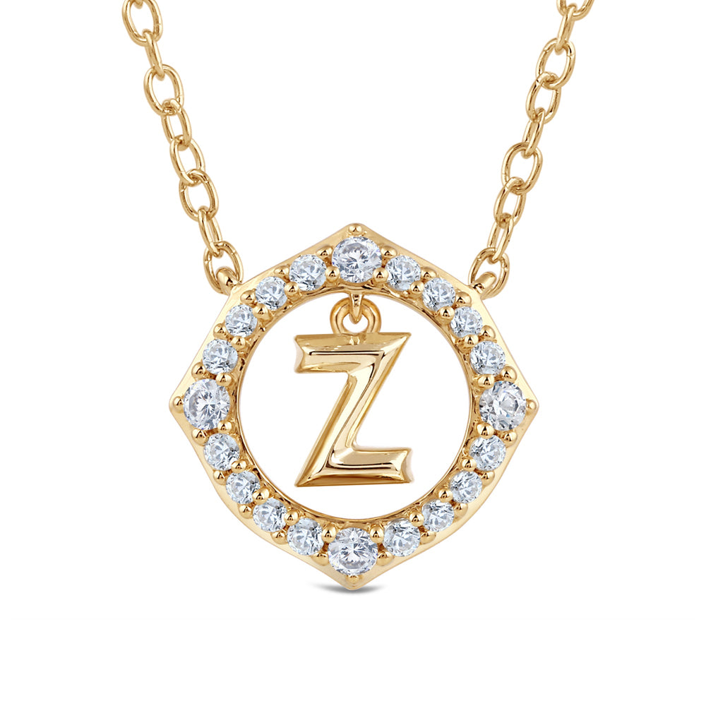 Signature Letter Z Necklace with 14KT Yellow Gold / Lab / 1/5 Cut Diamond in 14KT Yellow Gold / Lab / 1/5 view 2
