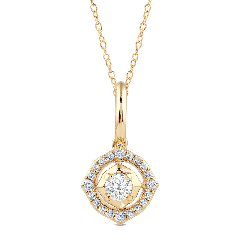 Signature Diamond Frame Pendant with 14KT Yellow Gold / Lab / 1/4 Cut Diamond in 14KT Yellow Gold / Lab / 1/4 view 2
