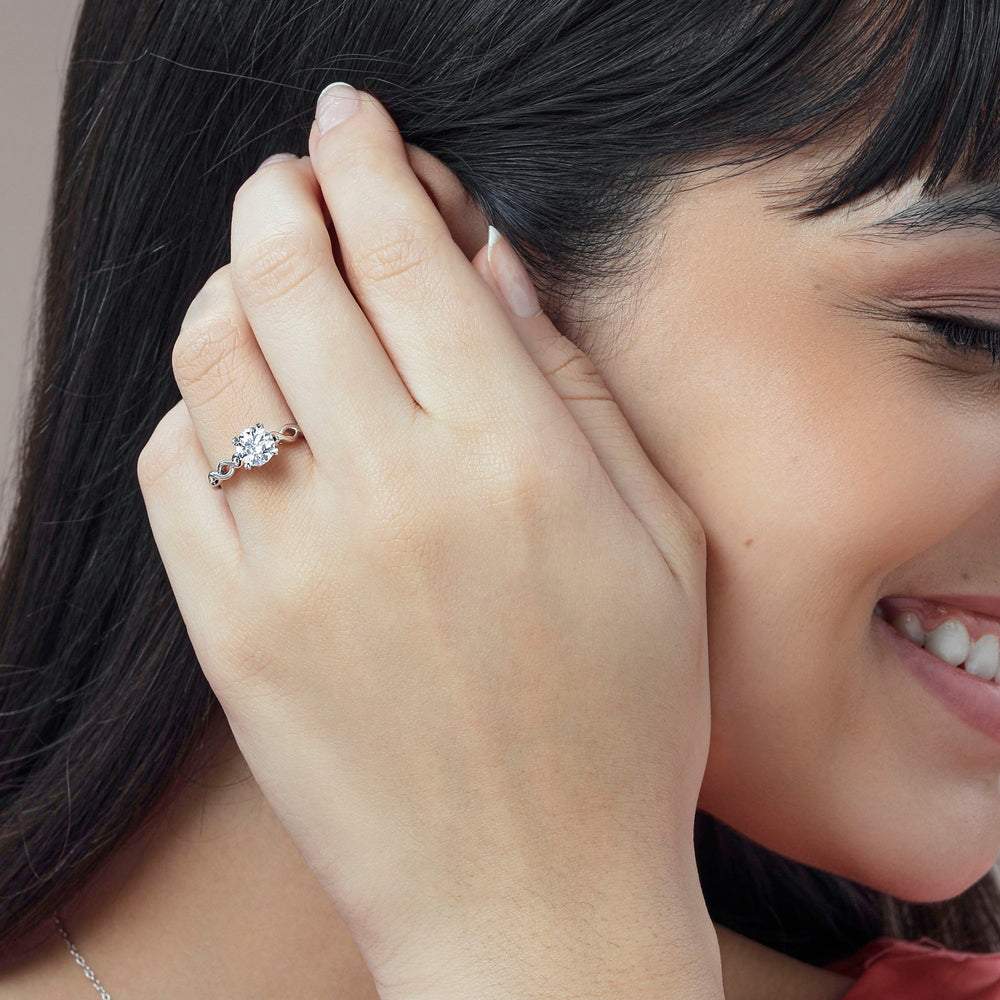 Model Wearing Vintage Celtic Twist Engagement Ring view