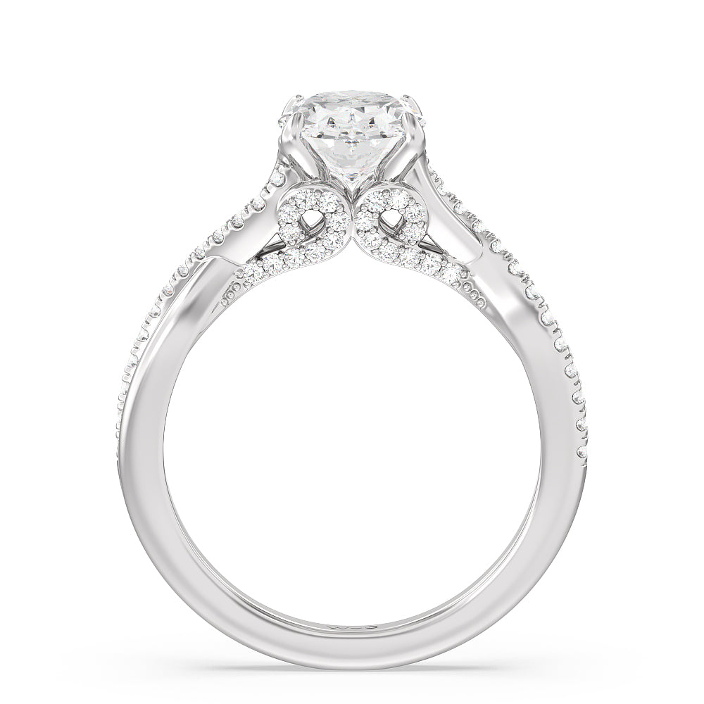 1 3/4 cttw Oval Cut Vintage Glamour Ribbon Swirl Engagement Ring with 1 3/4 Cut Diamond in 14KT Oval view 2

