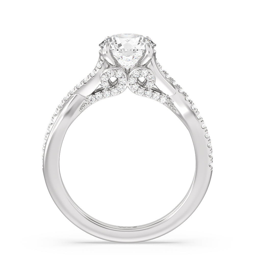 1 3/4 cttw Round Cut Vintage Glamour Ribbon Swirl Engagement Ring with 1 3/4 Cut Diamond in 14KT Round view 2
