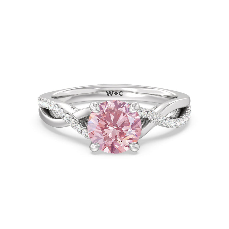 Fancy Pink Vintage Glamour Ribbon Swirl Engagement Ring