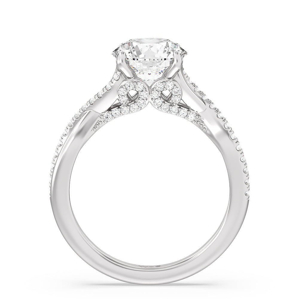 2 1/3 cttw Round Cut Vintage Glamour Ribbon Swirl Engagement Ring with 2 1/3 Cut Diamond in 14KT Round view 2
