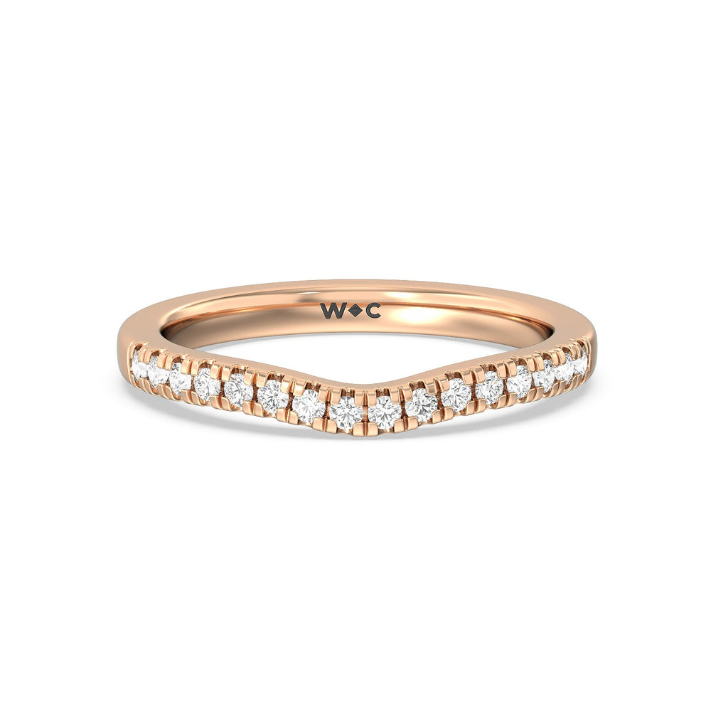 Classic Four Prong Solitaire Diamond Wedding Band with 18KT Rose Gold Cut Diamond in 14KT Rose Gold view 1
