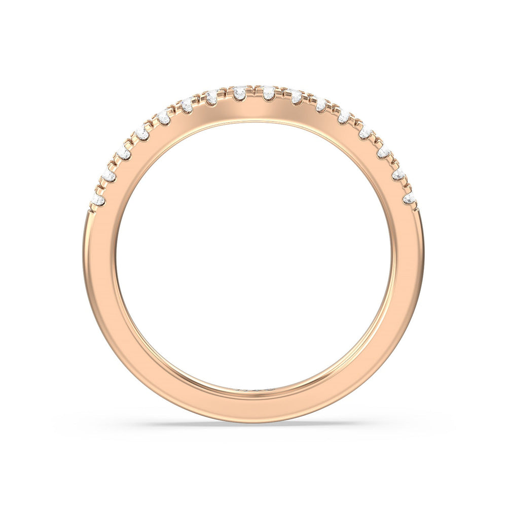 Classic Four Prong Solitaire Diamond Wedding Band with 18KT Rose Gold Cut Diamond in 14KT Rose Gold view 2
