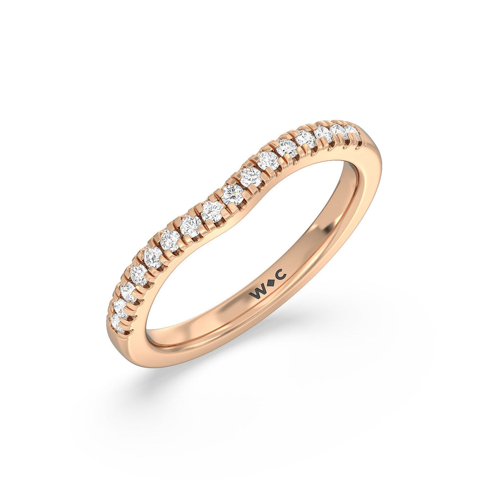 Classic Four Prong Solitaire Diamond Wedding Band with 18KT Rose Gold Cut Diamond in 14KT Rose Gold view 4
