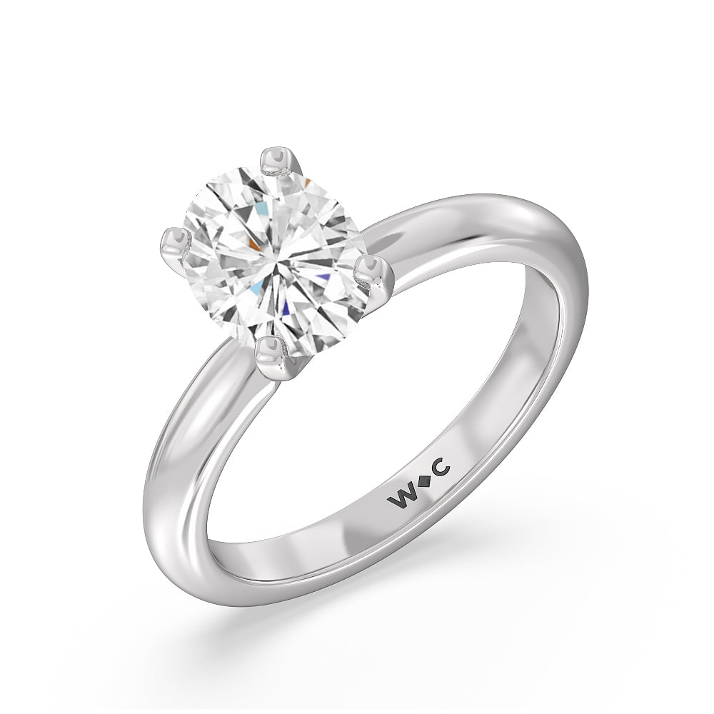 1 1/2 cttw Oval Cut Classic Four Prong Solitaire Diamond Engagement Ring with 1 1/2 Cut Diamond in 14KT Oval view 3
