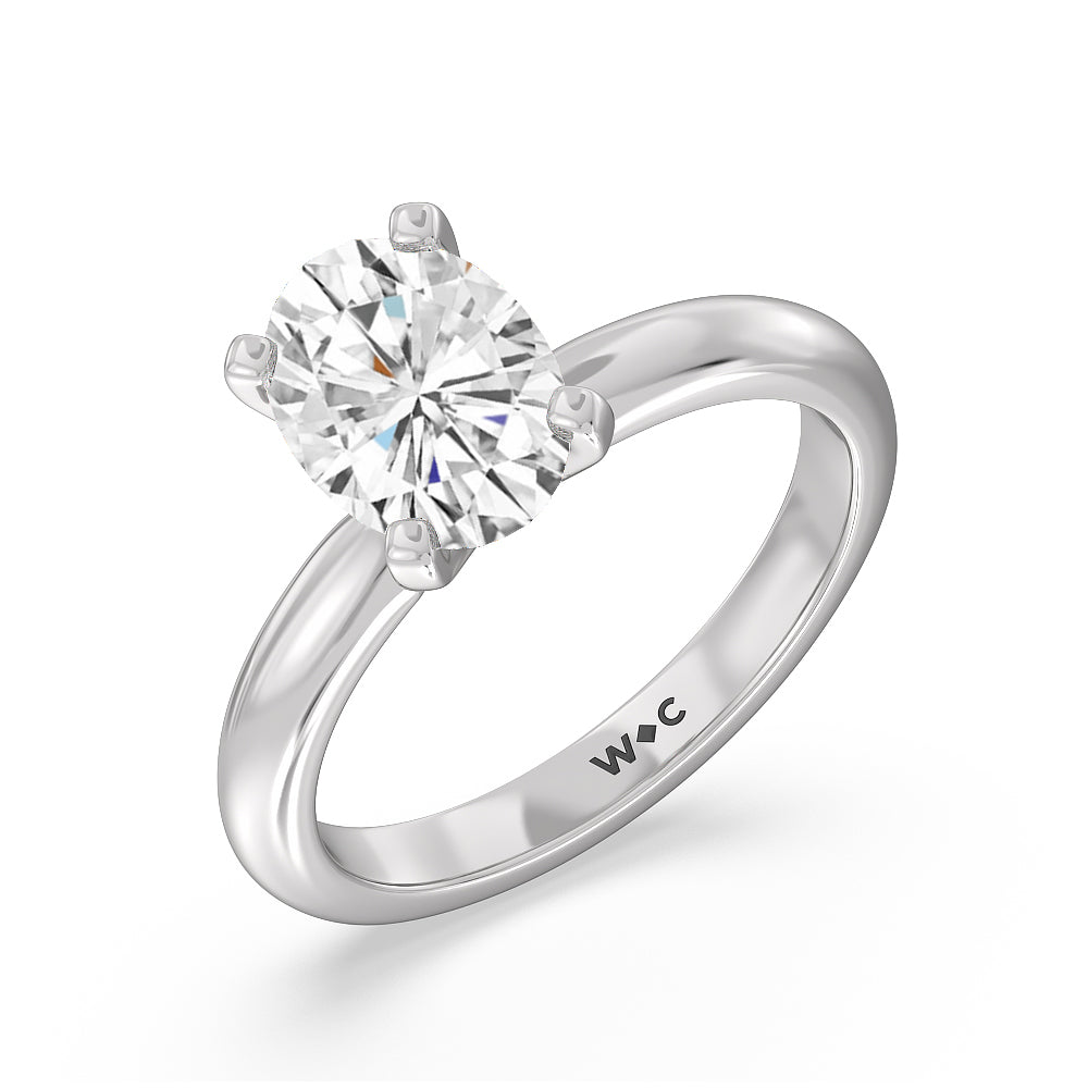 2 cttw Oval Cut Classic Four Prong Solitaire Diamond Engagement Ring with 2 Cut Diamond in 14KT Oval view 3

