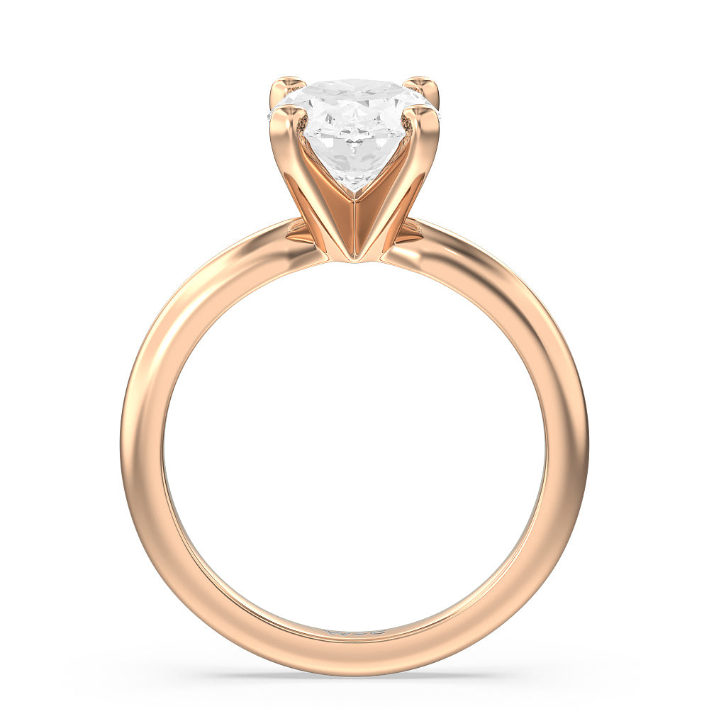 Classic Four Prong Solitaire Diamond Engagement Ring with Oval Cut Diamond in 14KT Rose Gold view 3
