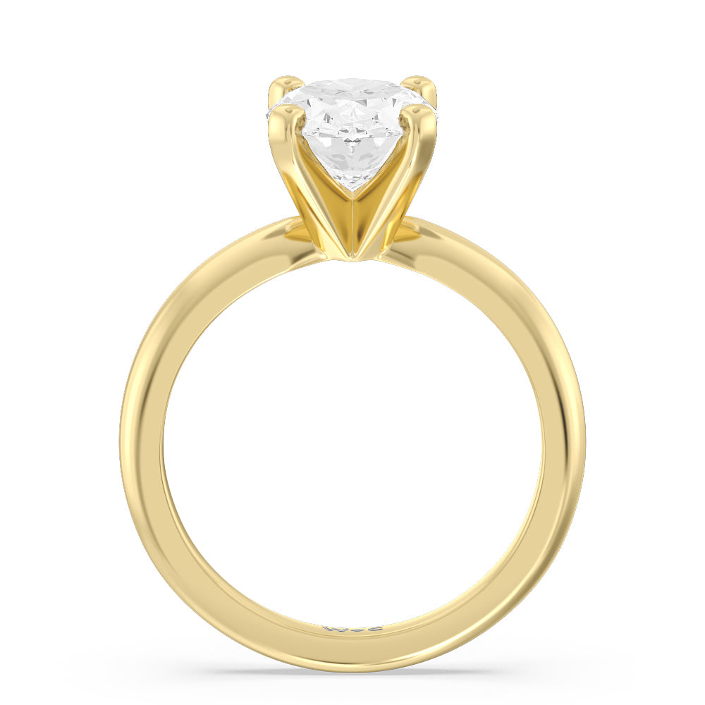Classic Four Prong Solitaire Diamond Engagement Ring with Oval Cut Diamond in 14KT Yellow Gold view 3
