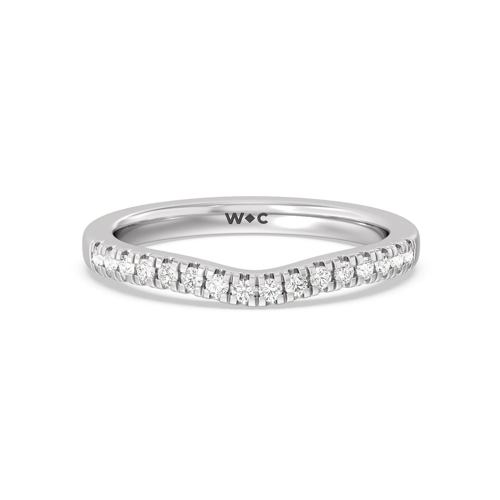 Classic Four Prong Solitaire Diamond Wedding Band with Platinum Cut Diamond in 14KT Platinum view 1
