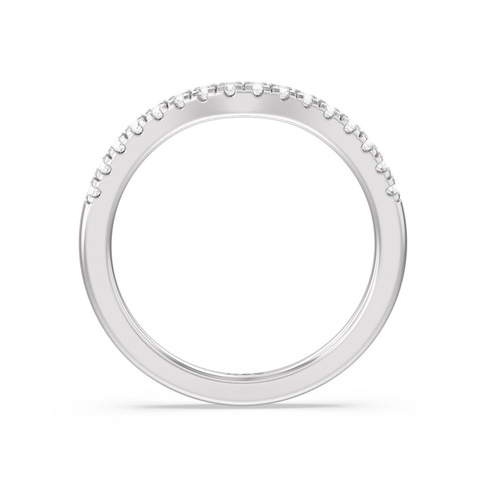 Classic Four Prong Solitaire Diamond Wedding Band with Platinum Cut Diamond in 14KT Platinum view 2
