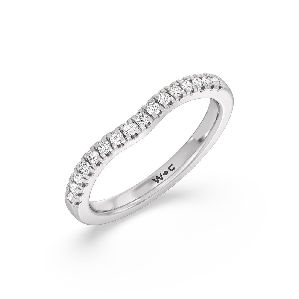 Classic Four Prong Solitaire Diamond Wedding Band with Platinum Cut Diamond in 14KT Platinum view 4
