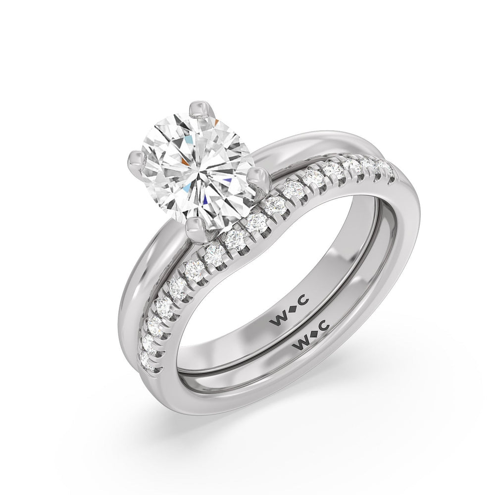 Classic Four Prong Solitaire Diamond Wedding Band with Platinum Cut Diamond in 14KT Platinum view 3
