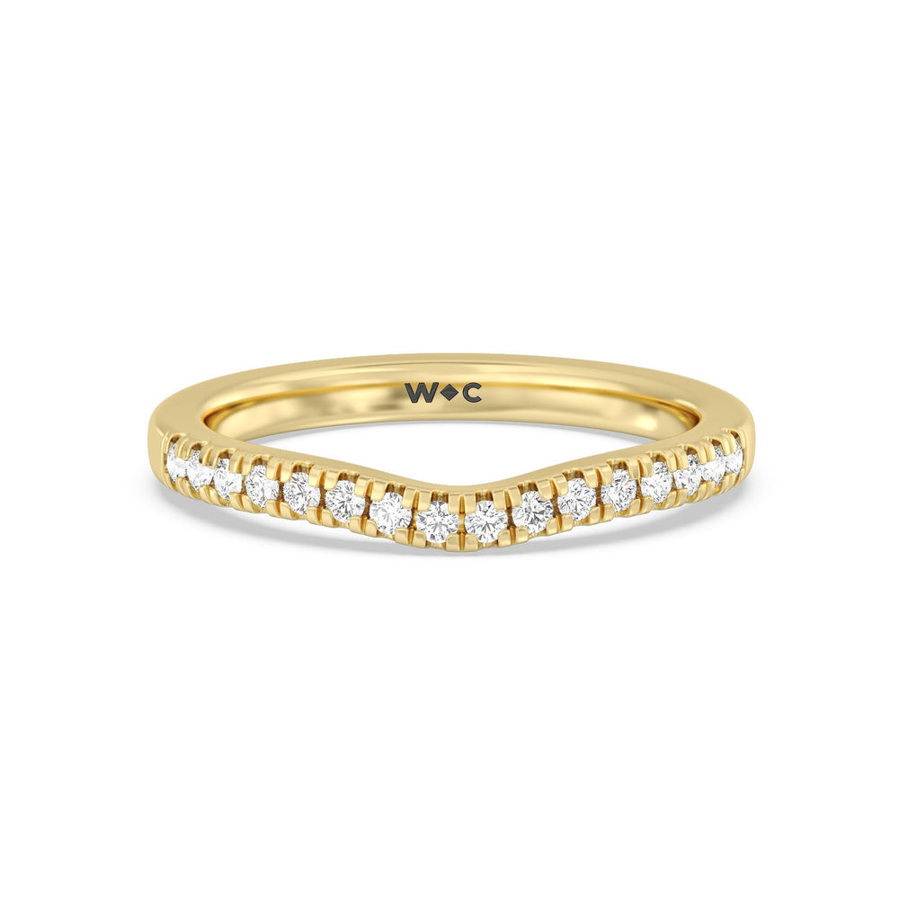 Classic Four Prong Solitaire Diamond Wedding Band with 18KT Yellow Gold Cut Diamond in 14KT Yellow Gold view 1
