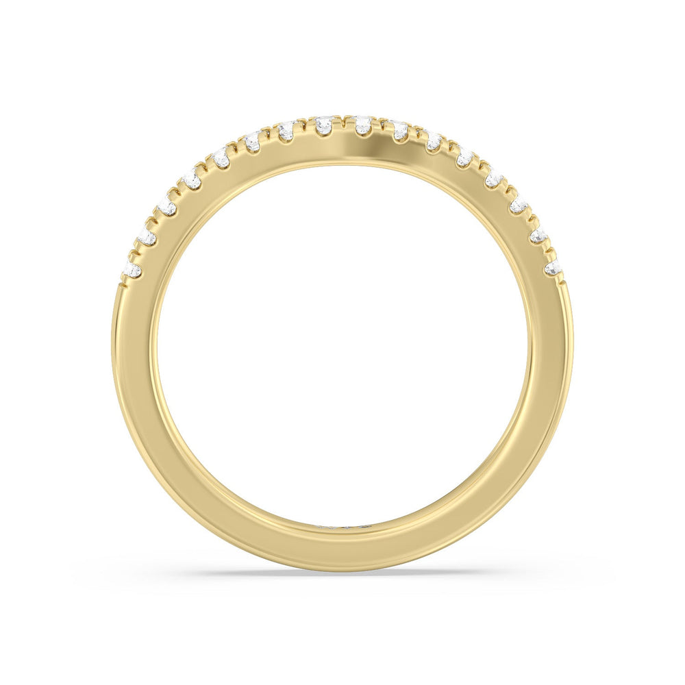 Classic Four Prong Solitaire Diamond Wedding Band with 18KT Yellow Gold Cut Diamond in 14KT Yellow Gold view 2
