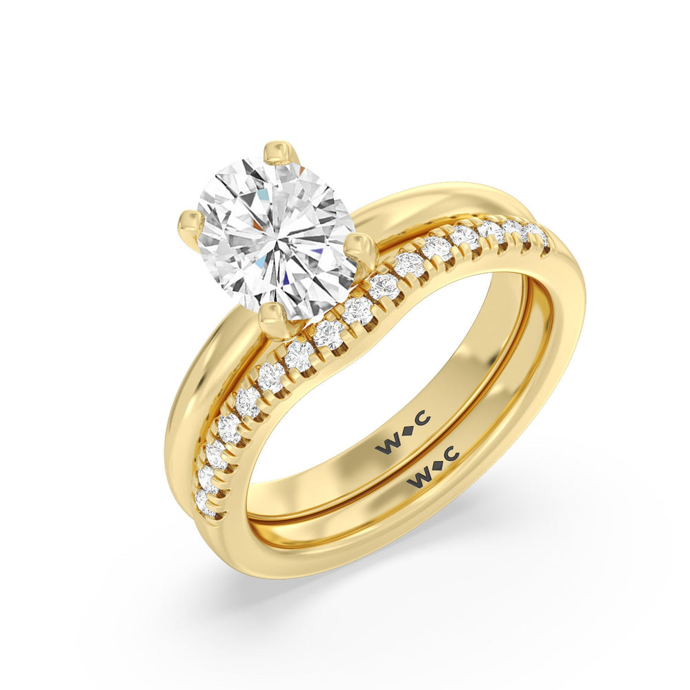 Classic Four Prong Solitaire Diamond Wedding Band with 18KT Yellow Gold Cut Diamond in 14KT Yellow Gold view 3

