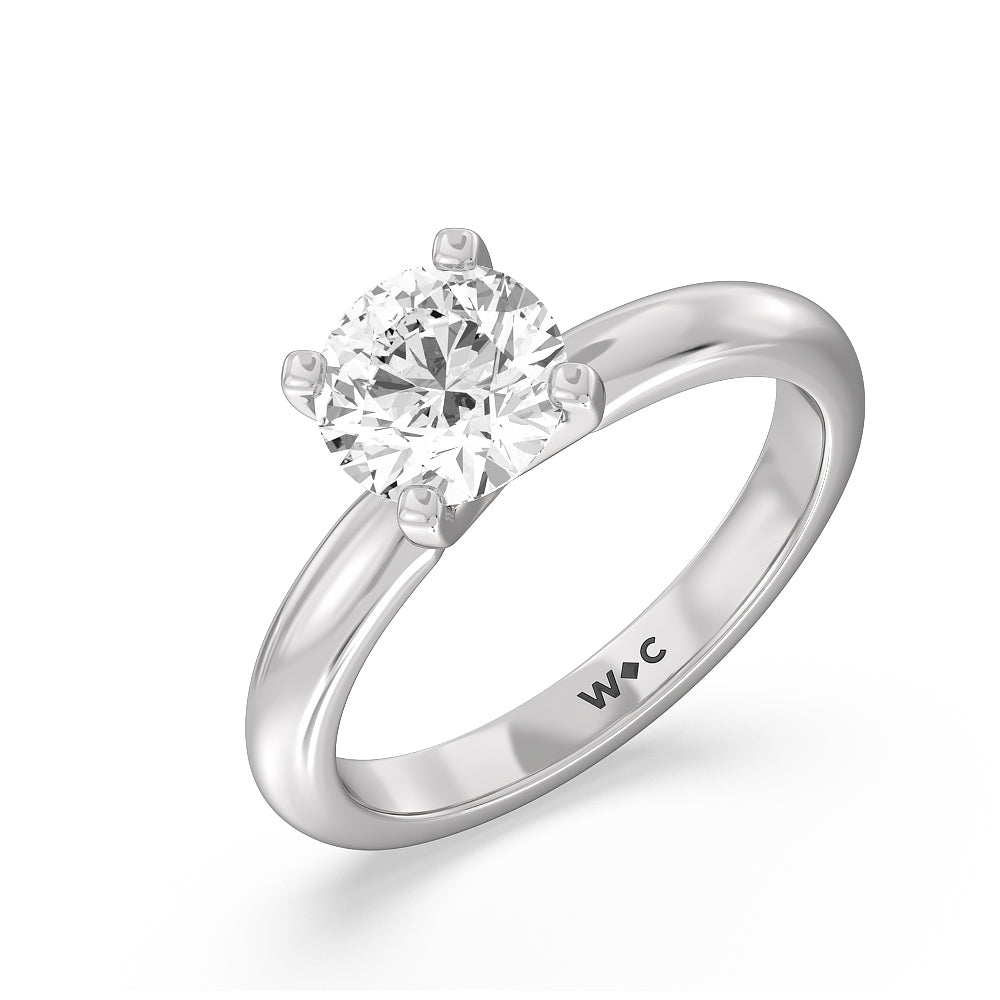 1 1/2 cttw Round Cut Classic Four Prong Solitaire Diamond Engagement Ring with 1 1/2 Cut Diamond in 14KT Round view 3

