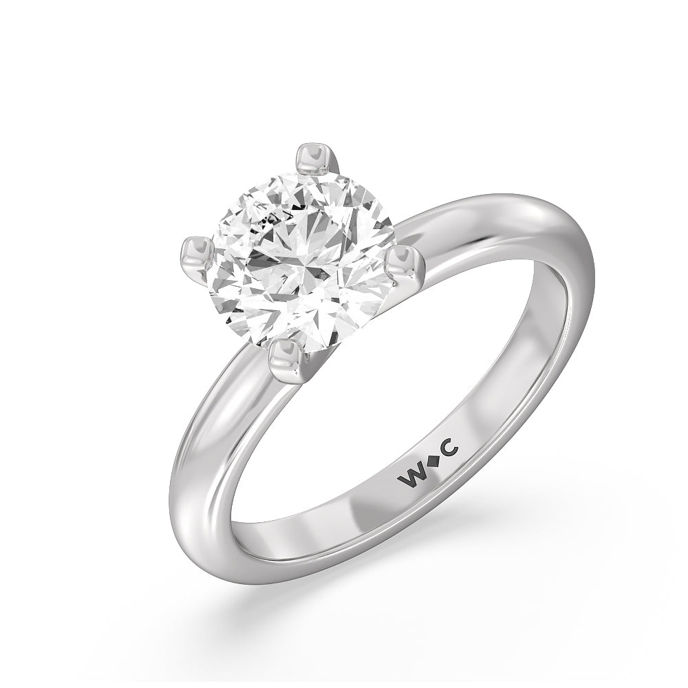 2 cttw Round Cut Classic Four Prong Solitaire Diamond Engagement Ring with 2 Cut Diamond in 14KT Round view 3
