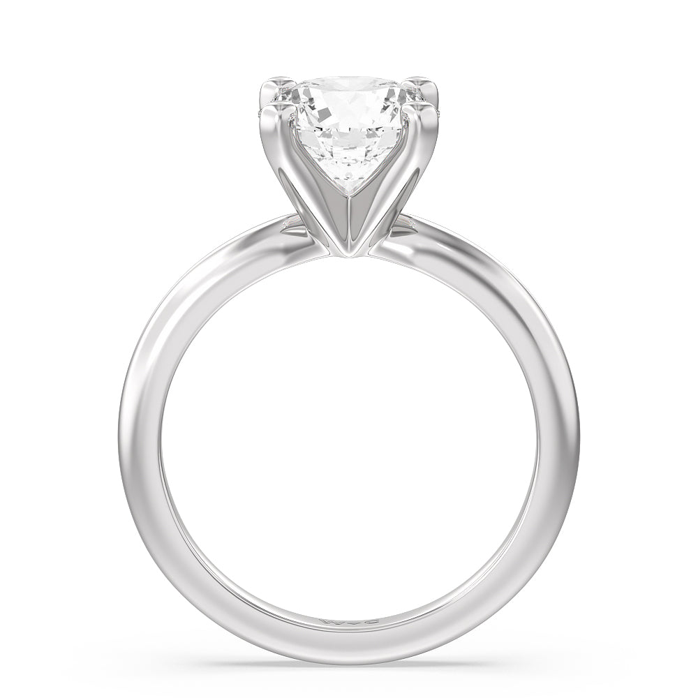 Classic Four Prong Solitaire Diamond Engagement Ring with Round Cut Diamond in 14KT Platinum view 3
