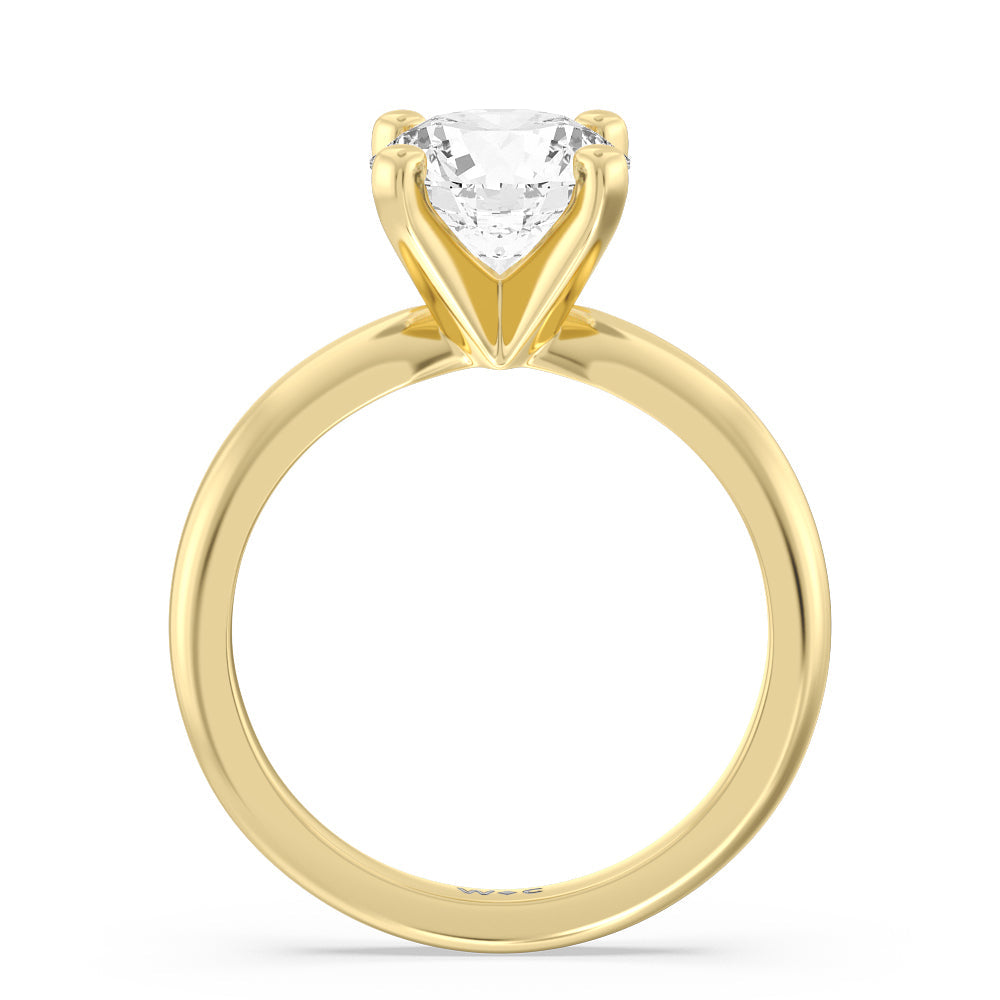 Classic Four Prong Solitaire Diamond Engagement Ring with Round Cut Diamond in 14KT Yellow Gold view 3
