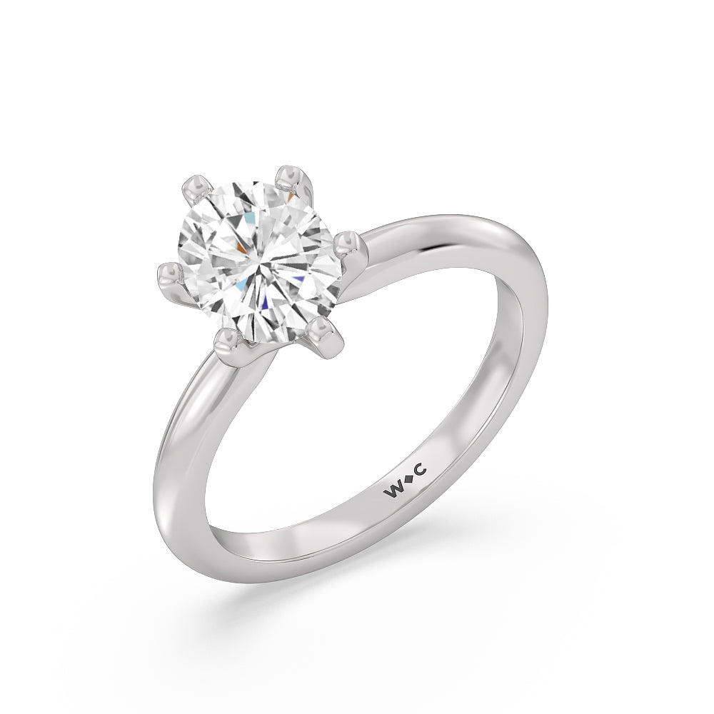 1 1/2 cttw Oval Cut Classic Six Prong Solitaire Diamond Engagement Ring with 1 1/2 Cut Diamond in 14KT Oval view 4
