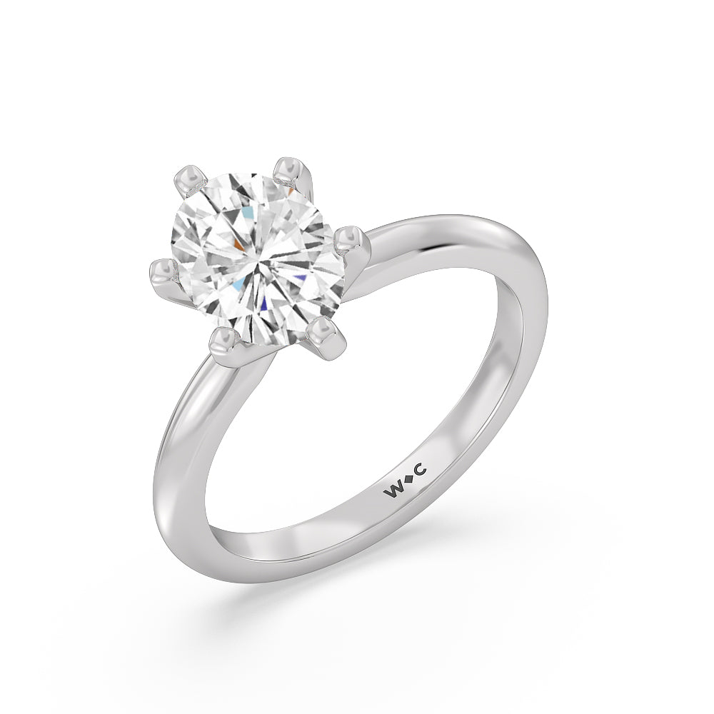 2 cttw Oval Cut Classic Six Prong Solitaire Diamond Engagement Ring with 2 Cut Diamond in 14KT Oval view 4
