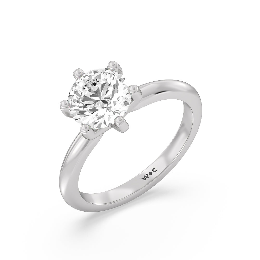 2 cttw Round Cut Classic Six Prong Solitaire Diamond Engagement Ring with 2 Cut Diamond in 14KT Round view 4
