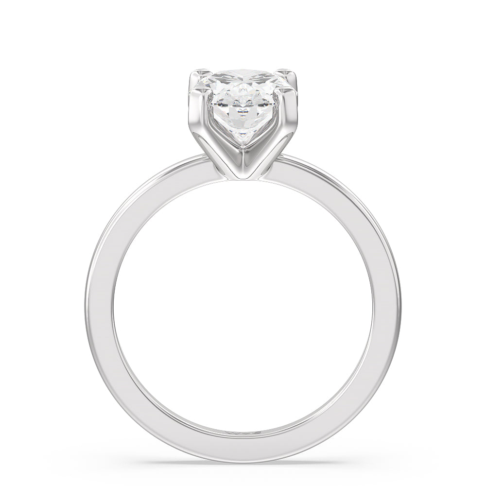 2 cttw Oval Cut Petite Solitaire Diamond Engagement Ring with 2 Cut Diamond in 14KT Oval view 2
