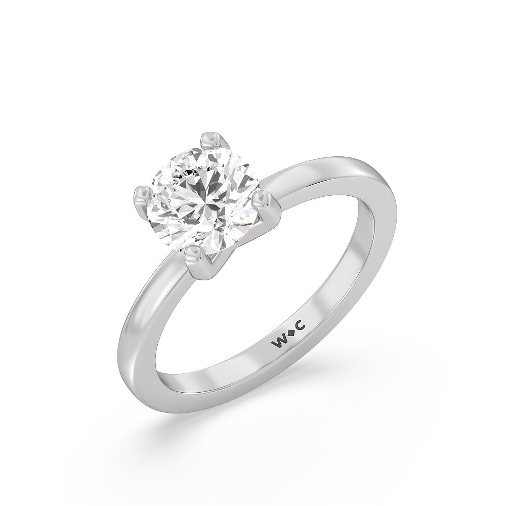 1 1/2 cttw Round Cut Petite Solitaire Diamond Engagement Ring with 1 1/2 Cut Diamond in 14KT Round view 4
